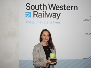 SWR's Amelia Woodley with the Green Apple Award